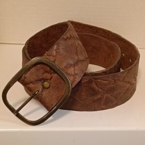 Vintage America Women's Brown Leather Textured Belt Festival Casual At leisure